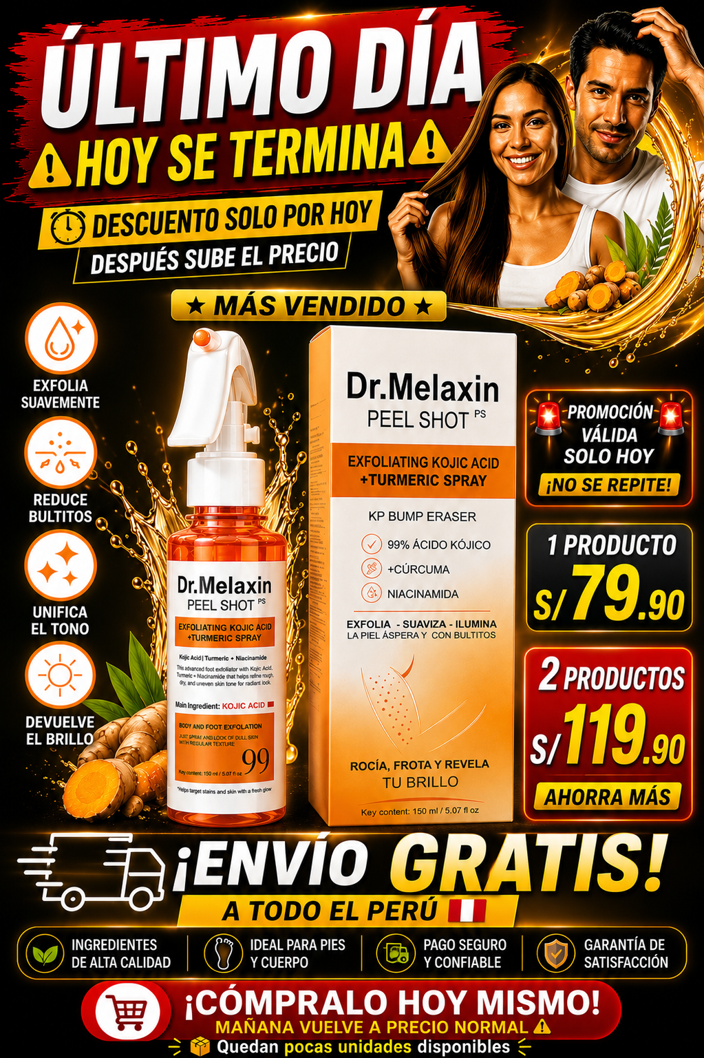 EXFOLIANTE DR. MELAXIN PEEL SHOT (KOJIC ACID + TURMERIC)